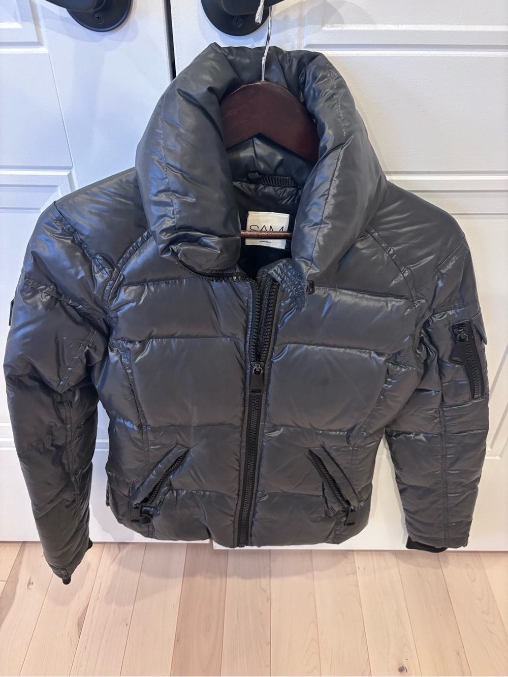 SAM. Women’s Charcoal Quilted Puffer Jacket with High Collar